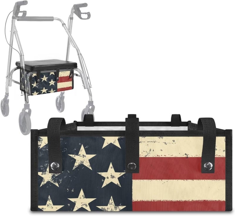 LedBack Rollator Walker Seat and Backrest Covers 4th of July 3 Piece Set, Walker Storage Bags Lightweight Rollator Seat Cushion Covers and Organizer Bag - Image 3